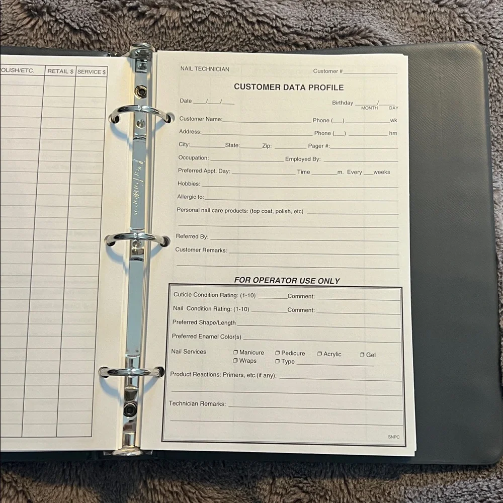 Client Data Profile Organizer nail tech